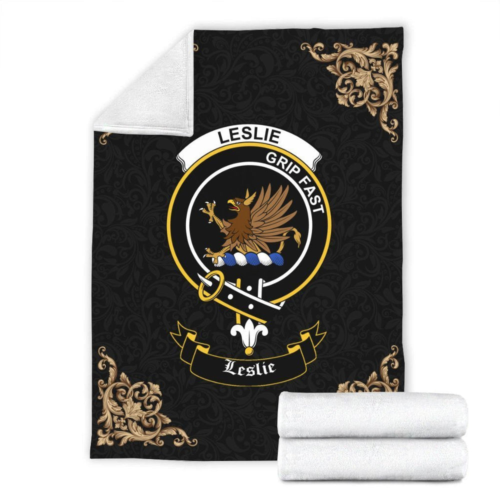 Clan Leslie (Earl of Rothes) Crest Tartan Premium Blanket Black PK12 Clan Leslie Tartan Today