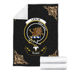Clan Leslie (Earl of Rothes) Crest Tartan Premium Blanket Black PK12 Clan Leslie Tartan Today