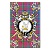 Clan Lindsay Ancient Tartan Crest Black Garden Flag - Gold Thistle NL11 Clan Lindsay Tartan Today