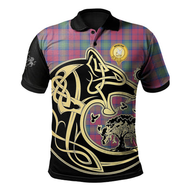 Clan Lindsay Ancient Tartan Polo Shirt Viking Wolf