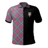 Clan Lindsay Ancient Tartan Polo Shirt Half of Me - Cross Style ZA21 Lindsay Ancient Tartan Tartan Polo