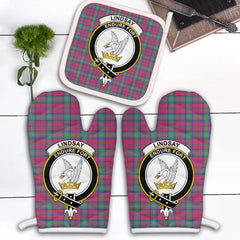 Clan Lindsay Ancient Tartan Crest Oven Mitt And Pot Holder (2 Oven Mitts + 1 Pot Holder) TI97 Clan Lindsay Tartan Today