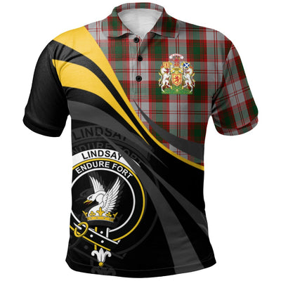 Clan Lindsay Dress Red Tartan Polo Shirt - Royal Coat Of Arms Style