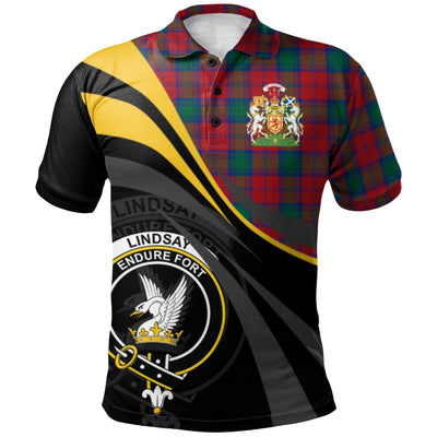 Clan Lindsay Modern Tartan Polo Shirt - Royal Coat Of Arms Style