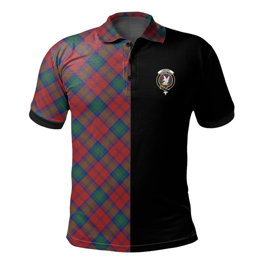 Clan Lindsay Modern Tartan Polo Shirt Half of Me - Cross Style LQ98 Lindsay Modern Tartan Tartan Polo