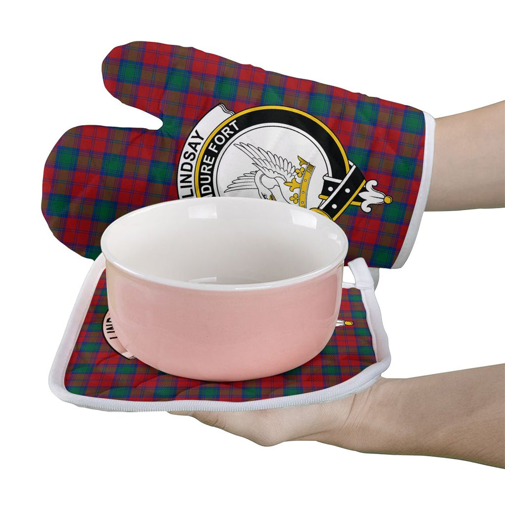 Clan Lindsay Modern Tartan Crest Oven Mitt And Pot Holder (2 Oven Mitts + 1 Pot Holder) ZZ28 Clan Lindsay Tartan Today