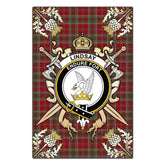 Clan Lindsay Weathered Tartan Crest Black Garden Flag - Gold Thistle MT39 Clan Lindsay Tartan Today