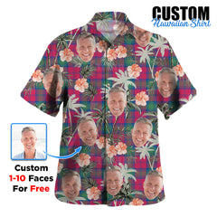 Clan Lindsay Ancient Tartan Custom Face Hawaiian Shirt – Unisex Gift for Family Members, Summer Party IL53 Lindsay Ancient Tartan Tartan Hawaii Shirt