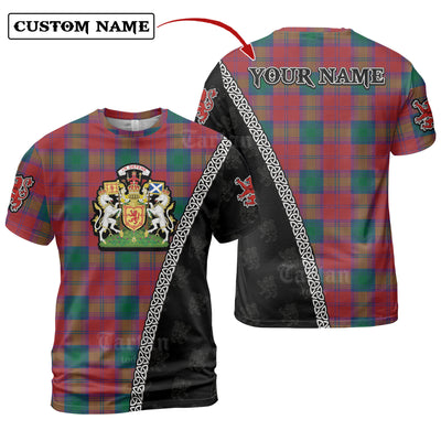 Personalized Clan Lindsay Modern Tartan Shirt with Scotland Coat of Arms & Custom Name