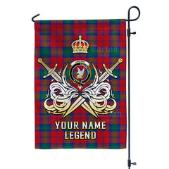 Custom Name Clan Lindsay Modern Tartan Garden Flag with Clan Crest and the Golden Sword of Courageous Legacy KM49