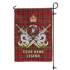 Custom Name Clan Lindsay Weathered Tartan Garden Flag with Clan Crest and the Golden Sword of Courageous Legacy NI80