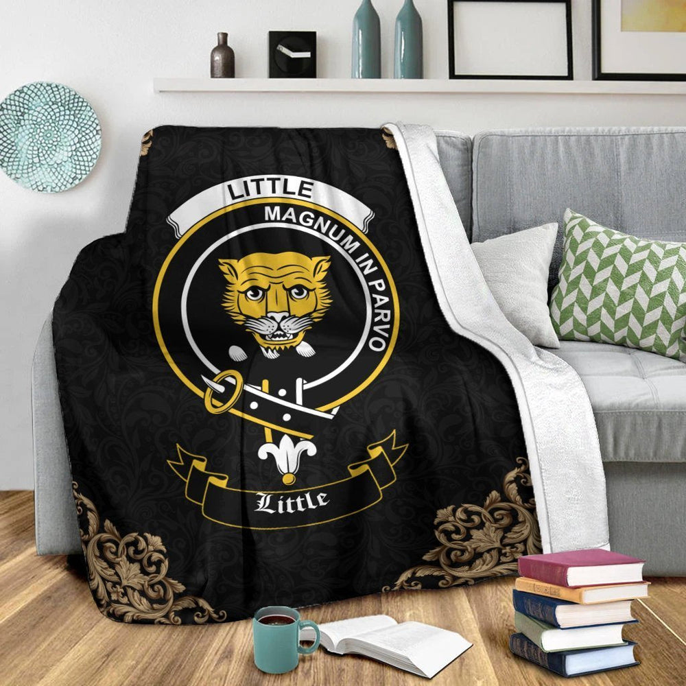 Clan Little Crest Tartan Premium Blanket Black TW49 Clan Little Tartan Today