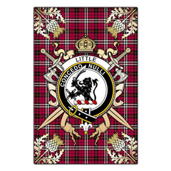 Clan Little Tartan Crest Black Garden Flag - Gold Thistle PG35 Clan Little Tartan Today