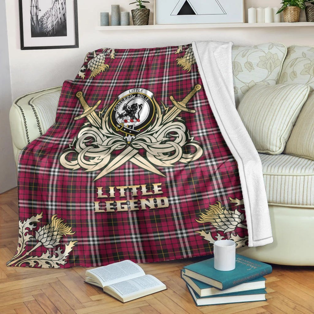 Clan Little Tartan Gold Courage Symbol Blanket NS33 Clan Little Tartan Today