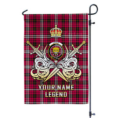Custom Name Clan Little Tartan Garden Flag with Clan Crest and the Golden Sword of Courageous Legacy IK58