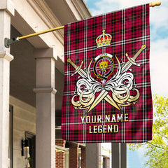 Custom Name Clan Little Tartan Garden Flag with Clan Crest and the Golden Sword of Courageous Legacy IK58