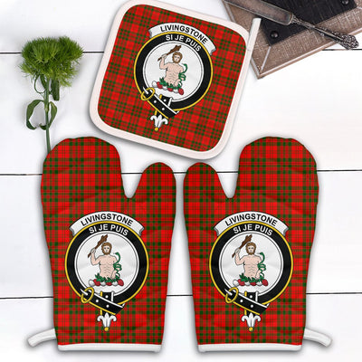 Clan Livingstone Modern Tartan Crest Oven Mitt And Pot Holder (2 Oven Mitts + 1 Pot Holder)
