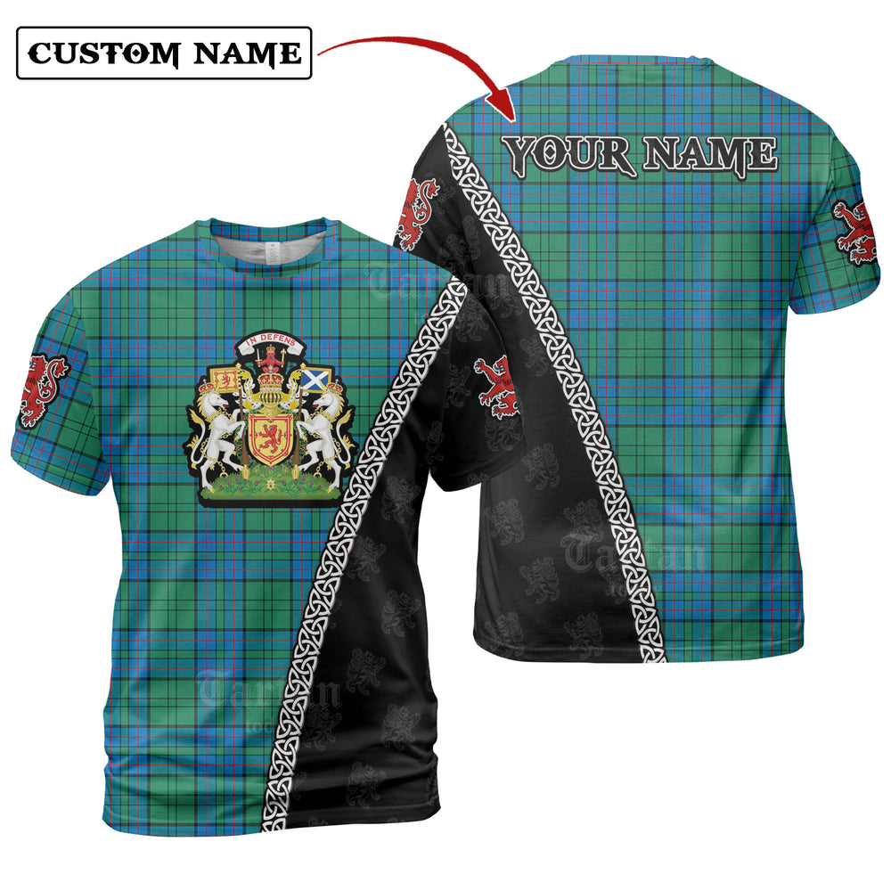 Lockhart Tartan Shirt with Scotland Coat of Arms & Custom Name UO44