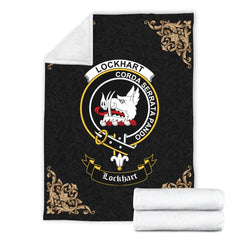 Clan Lockhart Crest Tartan Premium Blanket Black LI71 Clan Lockhart Tartan Today