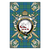 Clan Lockhart Tartan Crest Black Garden Flag - Gold Thistle HY54 Clan Lockhart Tartan Today
