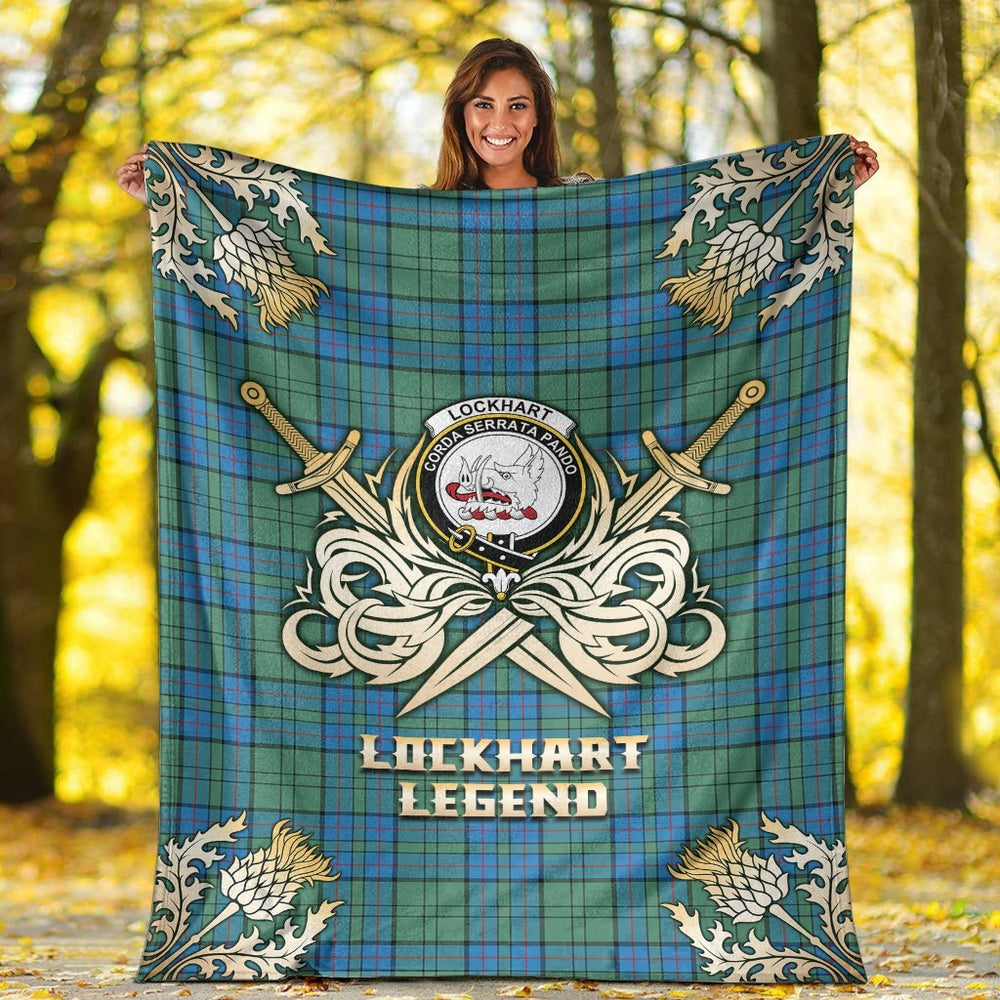 Clan Lockhart Tartan Gold Courage Symbol Blanket FA70 Clan Lockhart Tartan Today