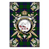 Clan Lockhart Modern Tartan Crest Black Garden Flag - Gold Thistle BH89 Clan Lockhart Tartan Today