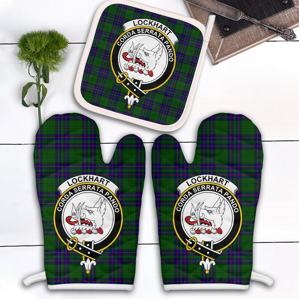 Clan Lockhart Modern Tartan Crest Oven Mitt And Pot Holder (2 Oven Mitts + 1 Pot Holder) US88 Clan Lockhart Tartan Today