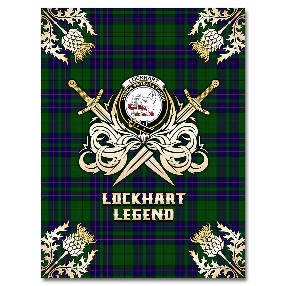 Clan Lockhart Modern Tartan Gold Courage Symbol Blanket IL89 Clan Lockhart Tartan Today