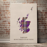 Lockwood Tartan Scotland Map Canvas – “Tartan Runs Through My Veins” Wall Art