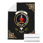 Clan Logan Crest Tartan Premium Blanket Black QZ36 Clan Logan Tartan Today