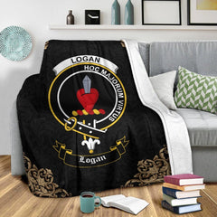 Clan Logan Crest Tartan Premium Blanket Black QZ36 Clan Logan Tartan Today