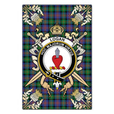 Clan Logan Ancient Tartan Crest Black Garden Flag - Gold Thistle EP98 Clan Logan Tartan Today