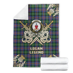 Clan Logan Ancient Tartan Gold Courage Symbol Blanket KF12 Clan Logan Tartan Today
