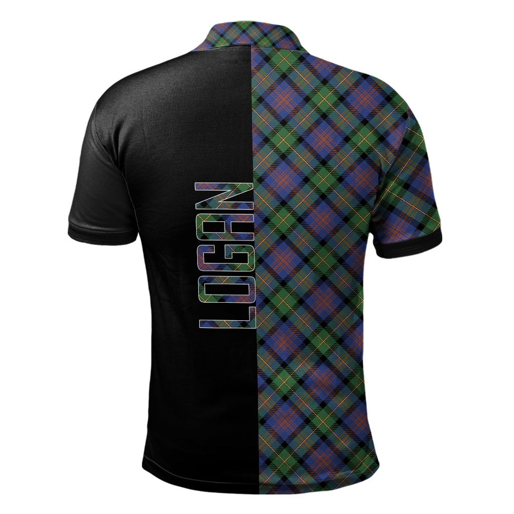 Clan Logan Ancient Tartan Polo Shirt Half of Me - Cross Style BZ70 Logan Ancient Tartan Tartan Polo