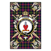 Clan Logan Modern Tartan Crest Black Garden Flag - Gold Thistle LW77 Clan Logan Tartan Today
