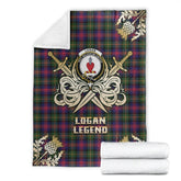 Clan Logan Modern Tartan Gold Courage Symbol Blanket FE94 Clan Logan Tartan Today
