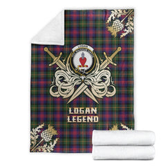 Clan Logan Modern Tartan Gold Courage Symbol Blanket FE94 Clan Logan Tartan Today