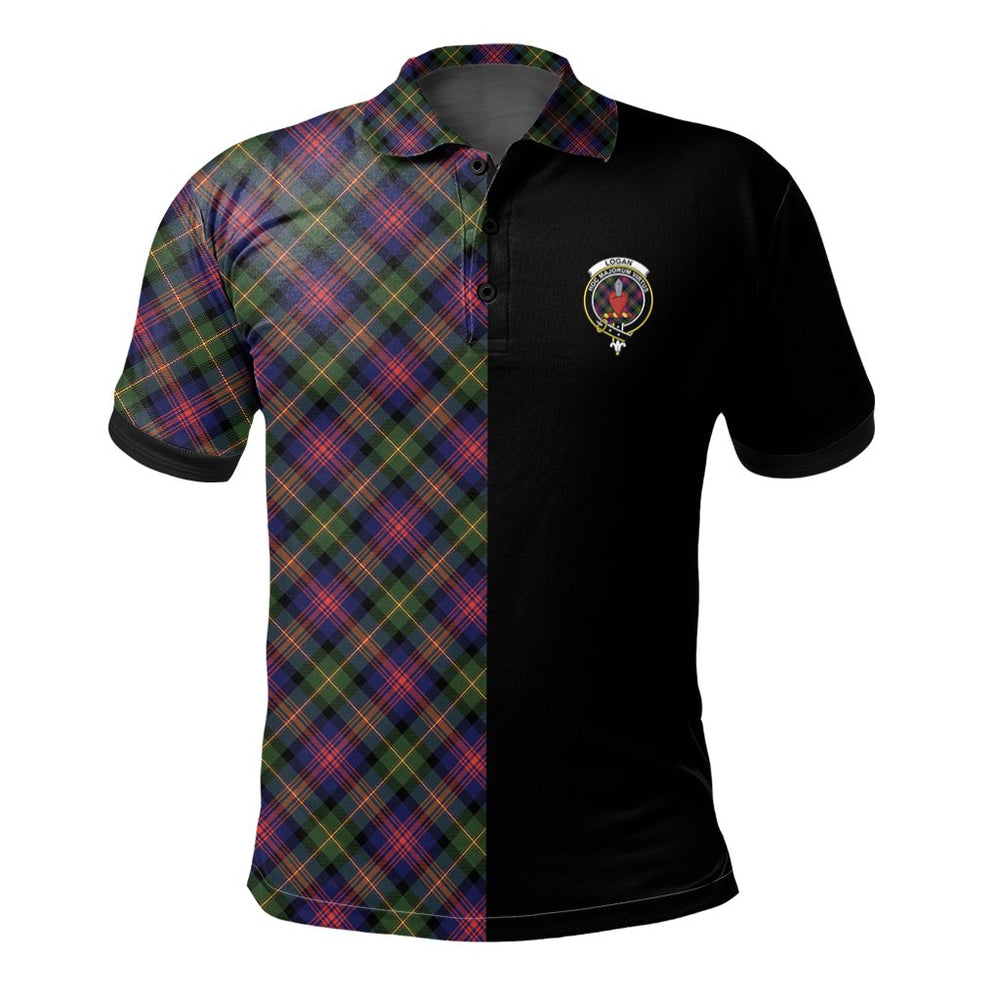 Clan Logan Modern Tartan Polo Shirt Half of Me - Cross Style TG88 Logan Modern Tartan Tartan Polo