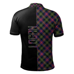 Clan Logan Modern Tartan Polo Shirt Half of Me - Cross Style TG88 Logan Modern Tartan Tartan Polo
