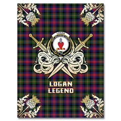 Clan Logan Modern Tartan Gold Courage Symbol Blanket FE94 Clan Logan Tartan Today
