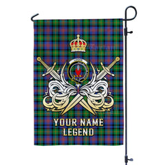 Custom Name Clan Logan Ancient Tartan Garden Flag with Clan Crest and the Golden Sword of Courageous Legacy OB79