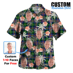 Clan Logan Ancient Tartan Custom Face Hawaiian Shirt – Unisex Gift for Family Members, Summer Party UR64 Logan Ancient Tartan Tartan Hawaii Shirt