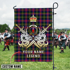 Personalized Custom Name Clan Logan Modern Tartan Garden Flag with Clan Crest and the Golden Sword of Courageous Legacy MU43 - Logan Modern Tartan Design, Scottish Heritage Gift