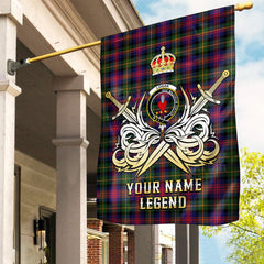 Custom Name Clan Logan Modern Tartan Garden Flag with Clan Crest and the Golden Sword of Courageous Legacy MU43
