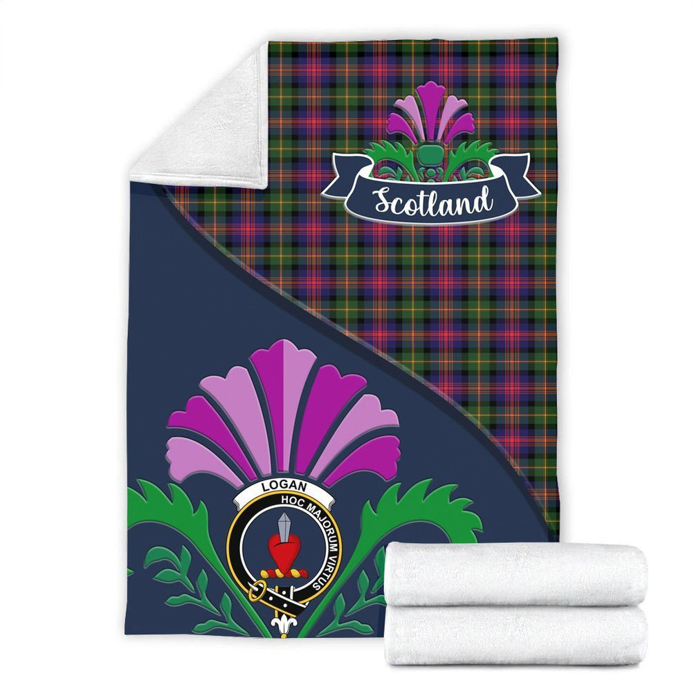 Clan Logan Tartan Crest Premium Blanket Thistle Style FL32 Clan Logan Tartan Today