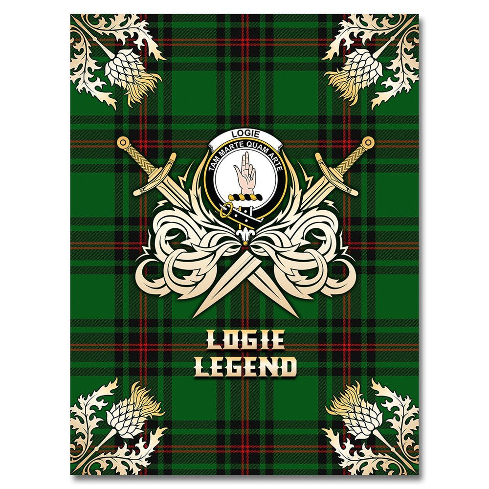 Clan Logie Tartan Gold Courage Symbol Blanket MC12 Clan Logie Tartan Today