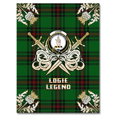 Clan Logie Tartan Gold Courage Symbol Blanket MC12 Clan Logie Tartan Today