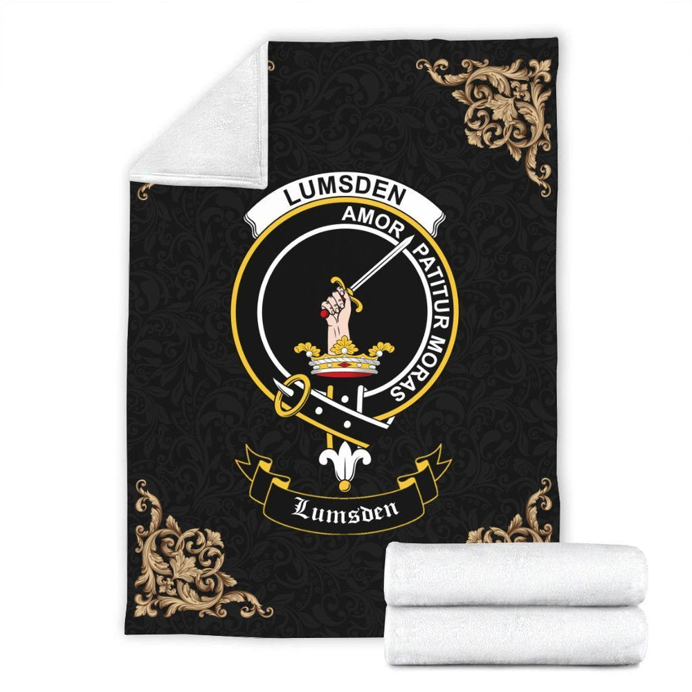 Clan Lumsden Crest Tartan Premium Blanket Black XR55 Clan Lumsden Tartan Today
