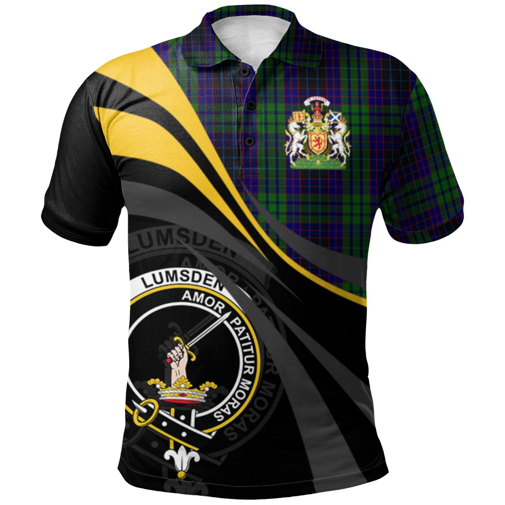 Clan Lumsden Green Tartan Polo Shirt - Royal Coat Of Arms Style SA82 Lumsden Green Tartan Tartan Polo