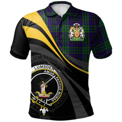Clan Lumsden Green Tartan Polo Shirt - Royal Coat Of Arms Style SA82 Lumsden Green Tartan Tartan Polo